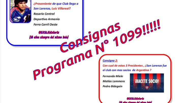Consignas Programa N° 1099!!!